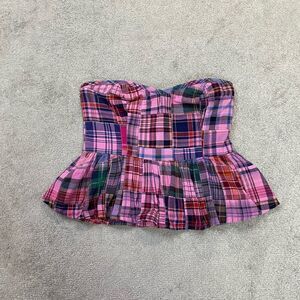 Free People Womens Sweetheart Neck Madeira Corset Peplum Top Pink Combo XS NWT